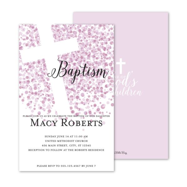 Pink Dots Baptism Invitation