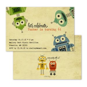 Friendly Robots Birthday Party Invitations
