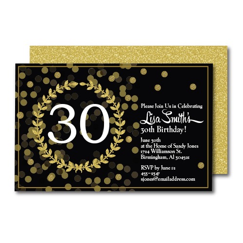 Golden Glitter Birthday Party Invitation
