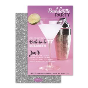 Pink Martini Personalized Bachelorette Party Invitation