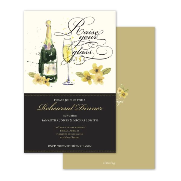 Champagne Toast Personalized Rehearsal Dinner Invitation