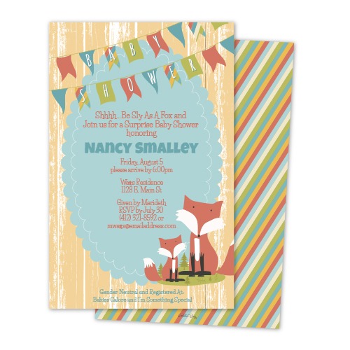 Adorable Foxes Baby Shower Invitation