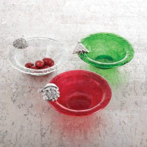 Glass Condiment Bowls with Christmas Ornaments - Mud Pie