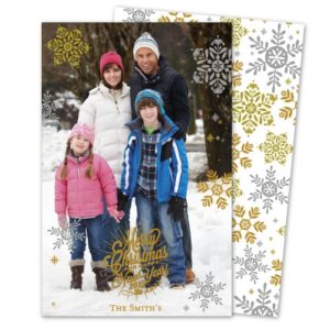 Gold and Silver Snowflakes Photo Holiday Card