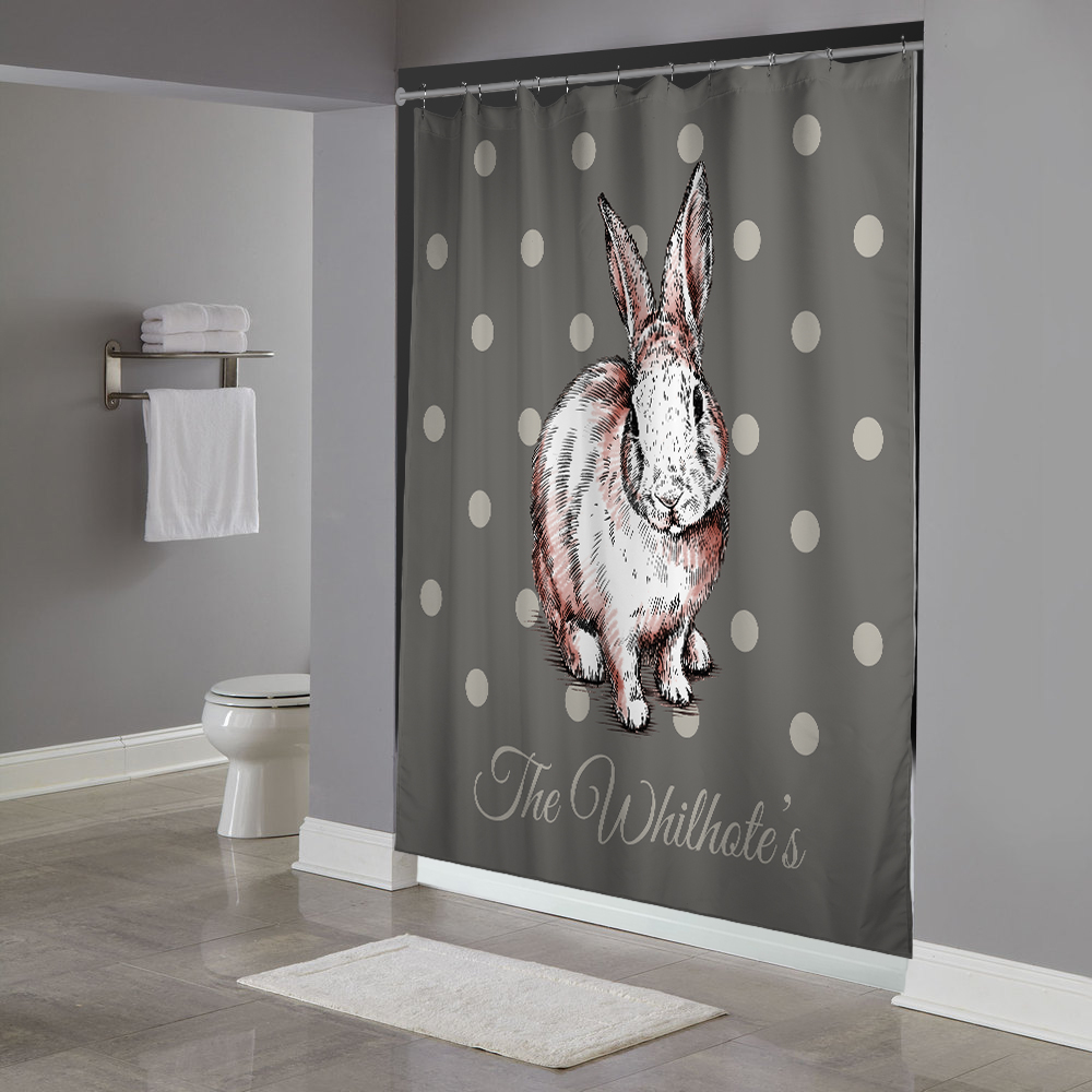 Vintage Bunny Rabbit Personalized Shower Curtain Bella Bug Vintage Bunny Rabbit Personalized Shower Curtain
