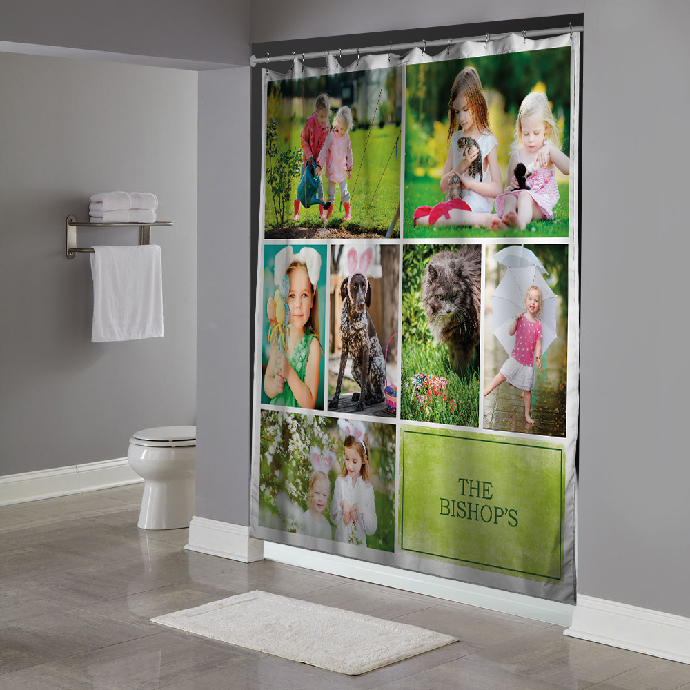Watercolor Photo Collage Shower Curtain Bella Bug Watercolor Photo Collage Shower Curtain