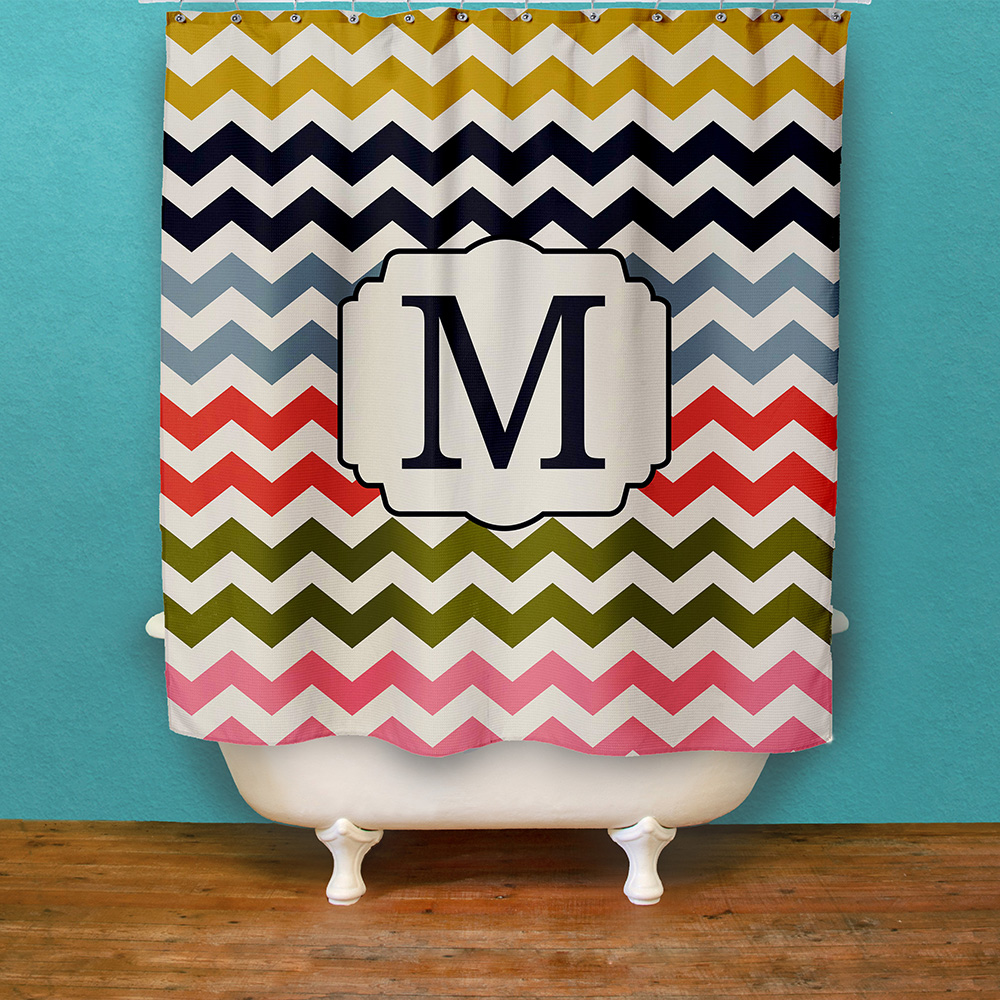 Colorful Chevron Personalized Shower Curtain