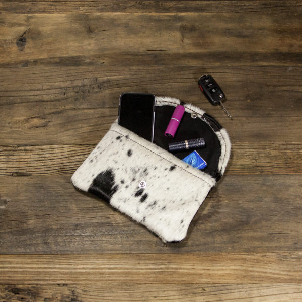 Spotted Black & White Cowhide Clutch