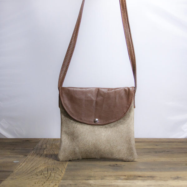 Taupe Cowhide Small Crossbody Purse