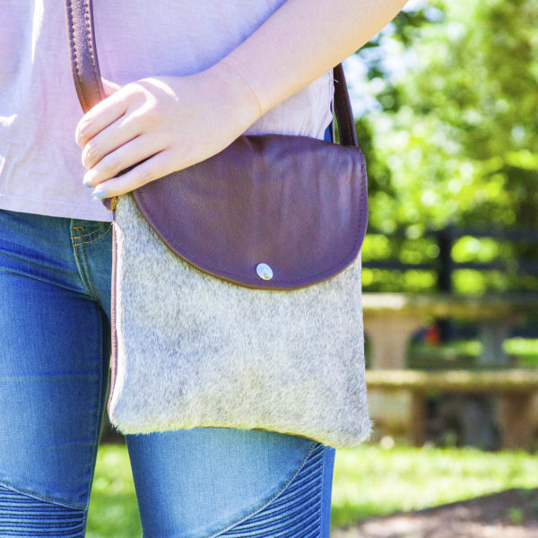 Taupe Cowhide Small Crossbody Purse