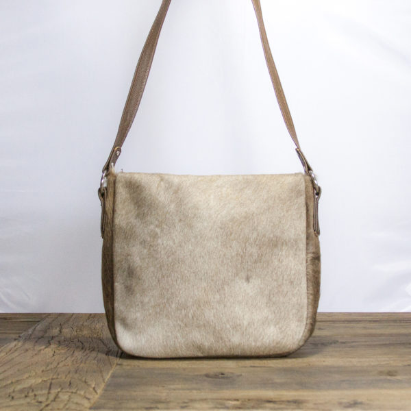 Taupe Brindle Cowhide Large Crossbody Purse