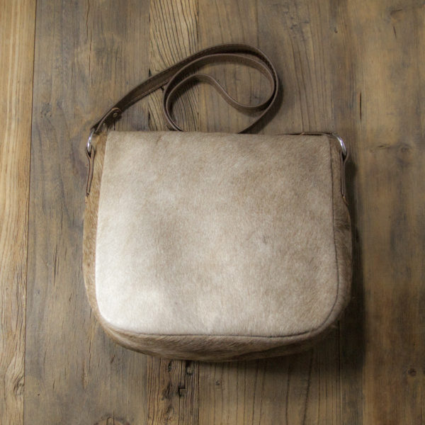 Taupe Brindle Cowhide Large Crossbody Purse