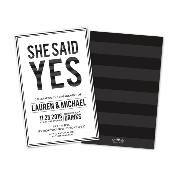 She Said Yes Personalized Engagement Party Invitations