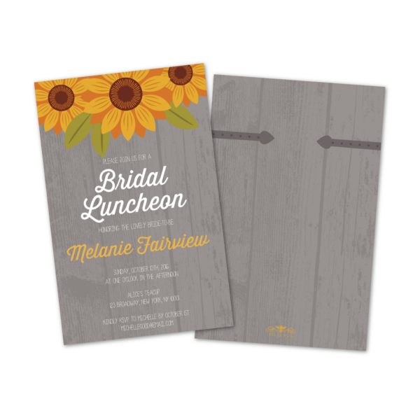 Country Sunflower Personalized Bridal Luncheon Invitations