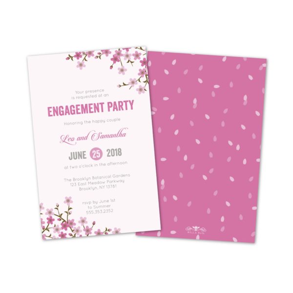 Cherry Blossom Personalized Engagement Party Invitations