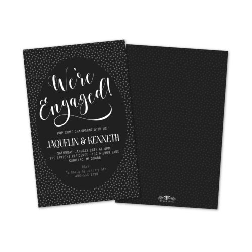 Silver Dots Personalized Engagement Party Invitations