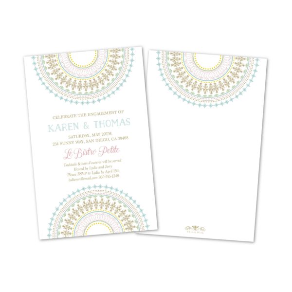 Pastel Medallions Personalized Engagement Party Invitations