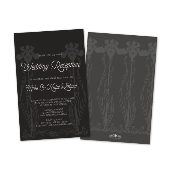 Black & White Iris Personalized Wedding Reception Invitations