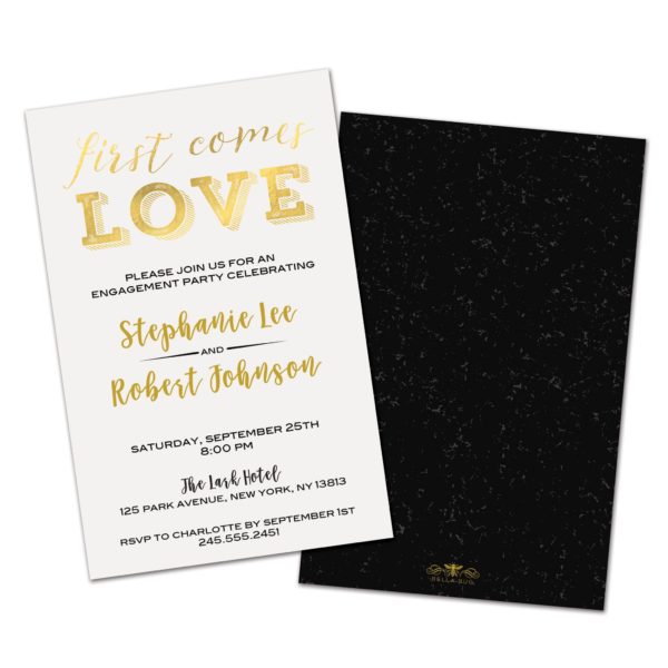 First Comes Love Personalized Engagement Party Invitations