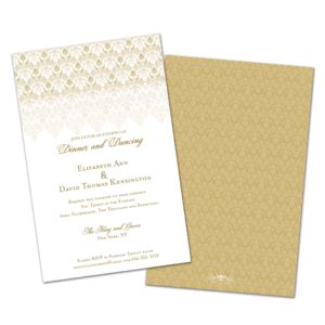 Gold Damask Personalized Wedding Reception Invitations
