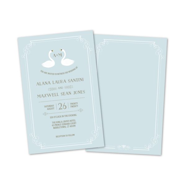 Swan Personalized Wedding Invitations with Response Cards