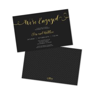 Black and Gold Personalized Engagement Party Invitations