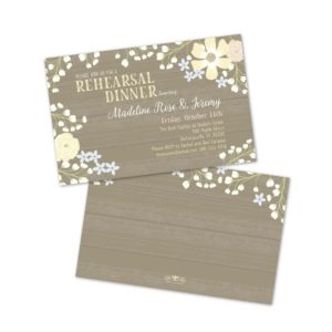 Floral Woodgrain Personalized Rehearsal Dinner Invitations