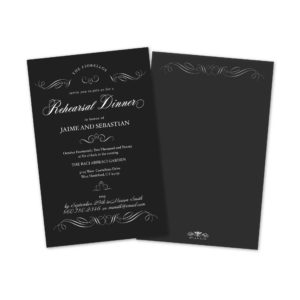 Black and White Scroll Personalized Rehearsal Dinner Invitations