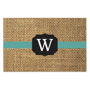 Burlap Style Personalized Paper Placemat - Teal