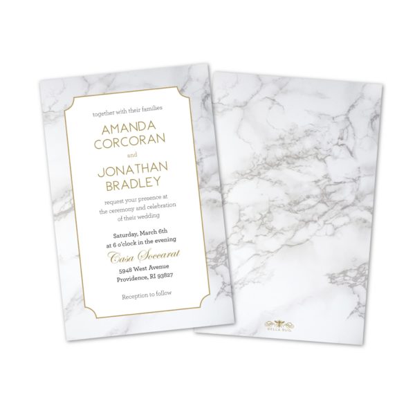 White Marble Personalized Wedding Invitations