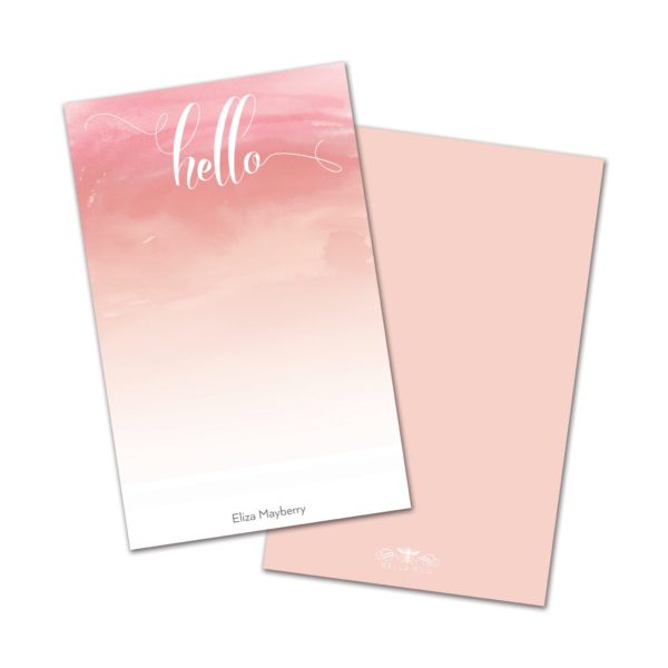Watercolor Hello Personalized Note Cards