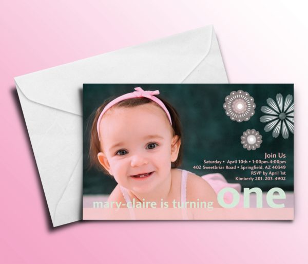 Soft Floral Personalized Kids Birthday Party Invitations