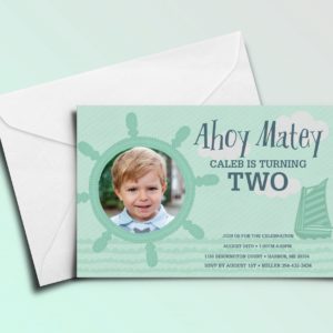 Ahoy Matey Personalized Kids Birthday Party Invitations