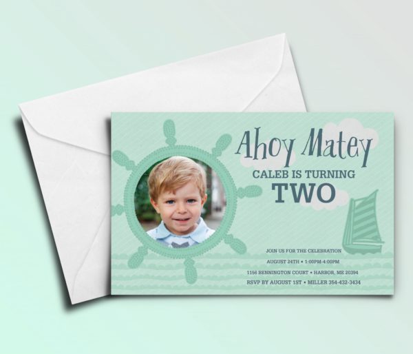 Ahoy Matey Personalized Kids Birthday Party Invitations