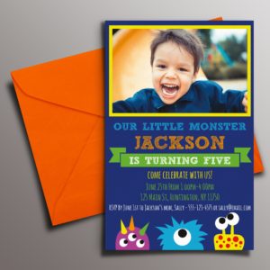 Little Monster Personalized Kids Birthday Party Invitations
