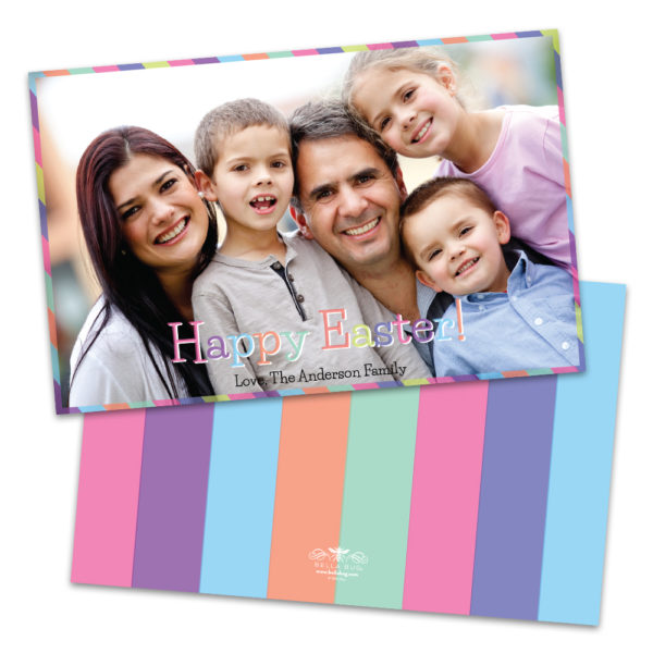 Pastel Striped Frame Personalized Photo Easter Card