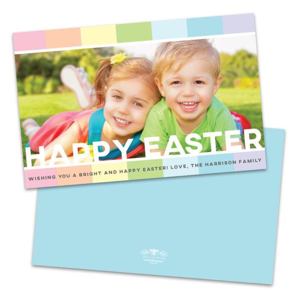 Pastel Rainbow Personalized Photo Easter Card