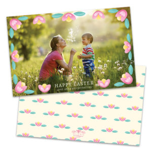 Watercolor Floral Border Personalized Photo Easter Card