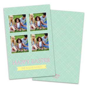 Green Crosshatch 4 Photo Personalized Easter Card