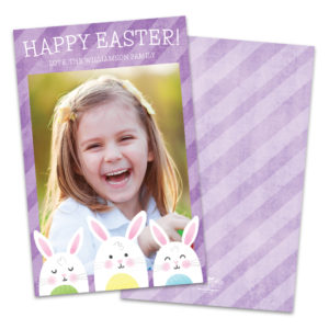 Faded Purple Stripes Personalized Photo Easter Card