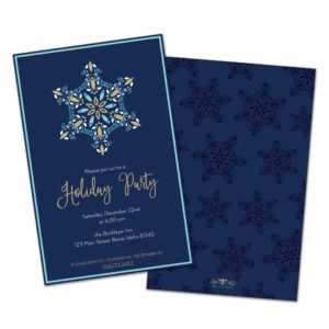 Blue Snowflake Personalized Holiday Party Invitations