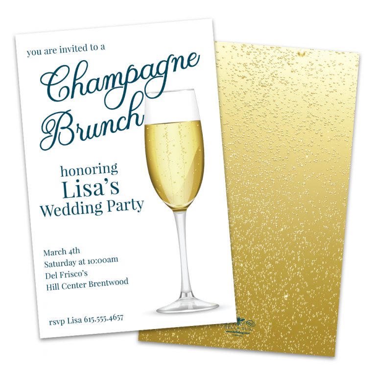 Champagne Brunch Personalized Bridal Luncheon Invitation Bella Bug